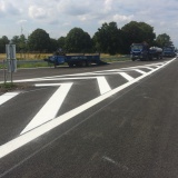 barred area marking at a motorway interchange