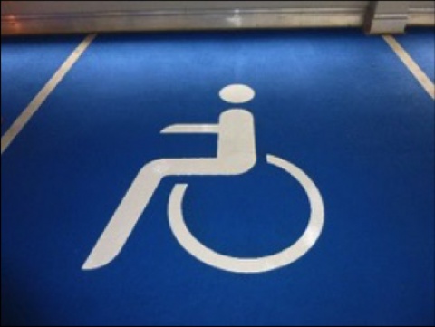 disabled parking lot with preform marking